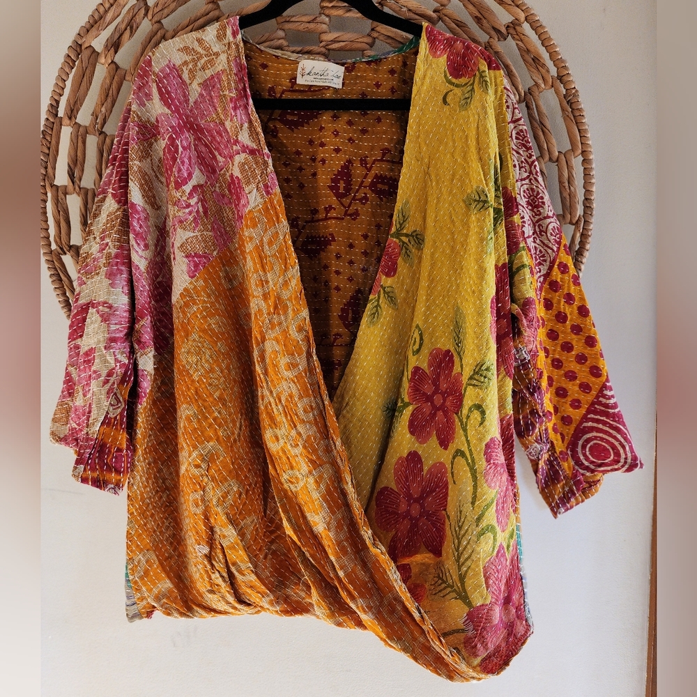 Kantha Bae Upcycled Crossfront Top